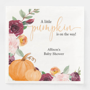Servilleta De Papel De Cena Pequeña calabaza caída chica floral ducha bebé