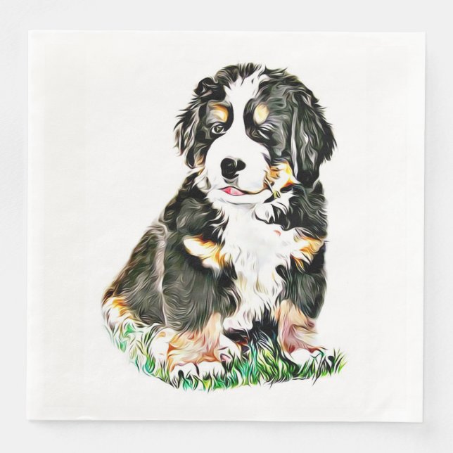 Servilleta De Papel De Cena Perro de montaña de Bernese (Anverso)