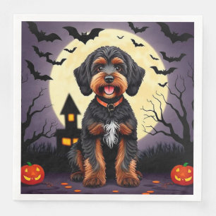Servilleta De Papel De Cena Perro Feliz con Tema de Halloween