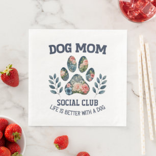 Servilleta De Papel De Cena Perro Mom Paw Floral