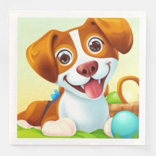 Servilleta De Papel De Cena Perro sonriente feliz