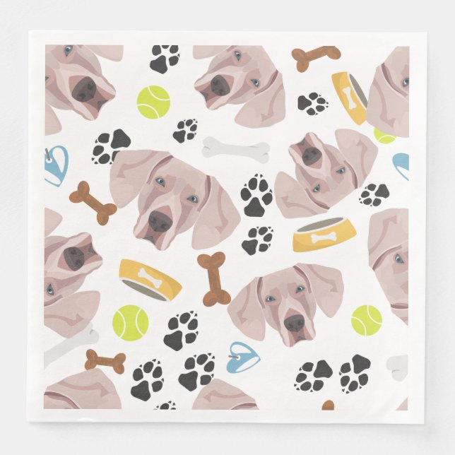 Servilleta De Papel De Cena Perro sonriente Weimaraner (Anverso)