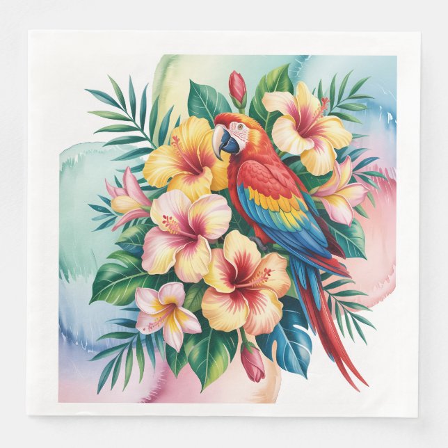 Servilleta De Papel De Cena Perroquet exotique (Anverso)