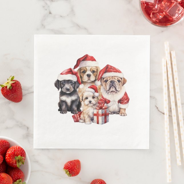 Servilleta De Papel De Cena 'Perros de Navidades adorable amante del perro (In situ)