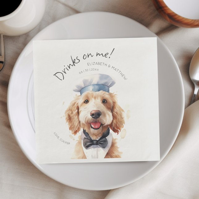 Servilleta De Papel De Cena Personalizable acuático Golden Doodle Waiter (Subido por el creador)