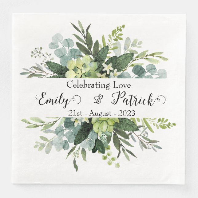 Servilleta De Papel De Cena Personalizable Boda estético Napkin (Anverso)