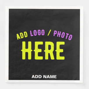 SERVILLETA DE PAPEL DE CENA PERSONALIZABLE MODERNO ESTILO NEGRO VERIFICADO MAR