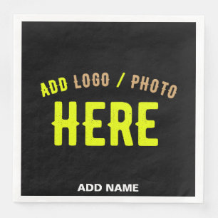 SERVILLETA DE PAPEL DE CENA PERSONALIZABLE MODERNO ESTILO NEGRO VERIFICADO MAR