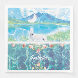 Servilleta De Papel De Cena Personalización de Unicornio en un sueño paradisía