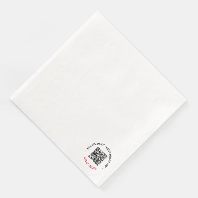 Servilleta De Papel De Cena Personalizado Código QR Analizar información Texto (Esquina)
