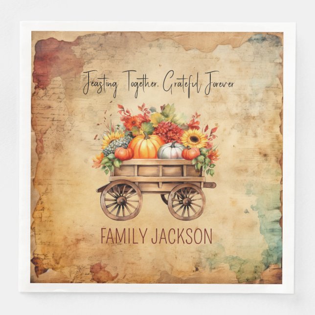 Servilleta De Papel De Cena Personalizado de acción de gracias de la cosecha r (Anverso)