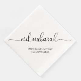 Servilleta De Papel De Cena Personalizado de caligrafía de Black Eid Mubarak