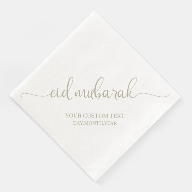 Servilleta De Papel De Cena Personalizado de caligrafía de Gray Eid Mubarak (Esquina)
