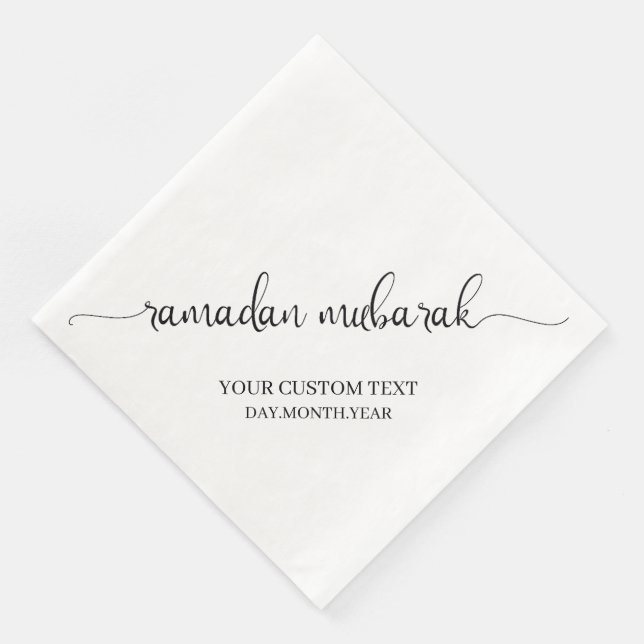 Servilleta De Papel De Cena Personalizado de caligrafía del Ramadán Negro Muba (Esquina)