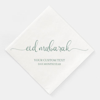 Servilleta De Papel De Cena Personalizado de caligrafía Dusty Green Eid Mubara