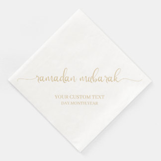 Servilleta De Papel De Cena Personalizado de caligrafía Gold Beige Ramadan Mub