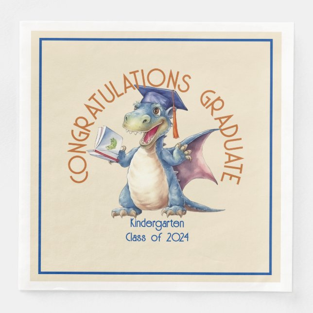 Servilleta De Papel De Cena Personalizado Dragon Kindergarten Graduado (Anverso)