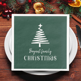 Servilleta De Papel De Cena Personalizado familia árbol de Navidad verde