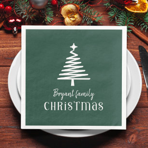 Servilleta De Papel De Cena Personalizado familia árbol de Navidad verde