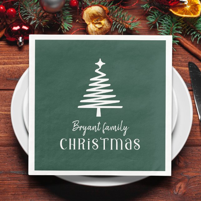 Servilleta De Papel De Cena Personalizado familia árbol de Navidad verde (Subido por el creador)