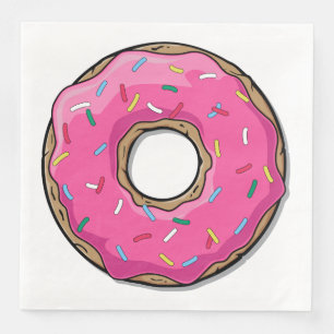 Servilleta De Papel De Cena Personalizado rosado Donut con rociadores