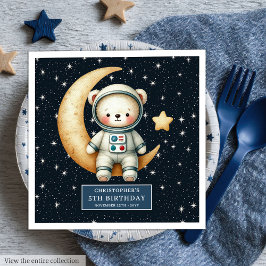 Servilleta De Papel De Cena Personalizado Teddy Bear Napkins Astronauta Baby S