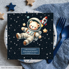 Servilleta De Papel De Cena Personalizado Teddy Bear Napkins Astronauta Bebé C