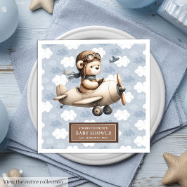 Servilleta De Papel De Cena Personalizado Teddy Bear Pilot Napkins para Baby S