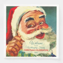 Servilleta De Papel De Cena Personalizado Vintage Jolly Santa Claus Face Napki