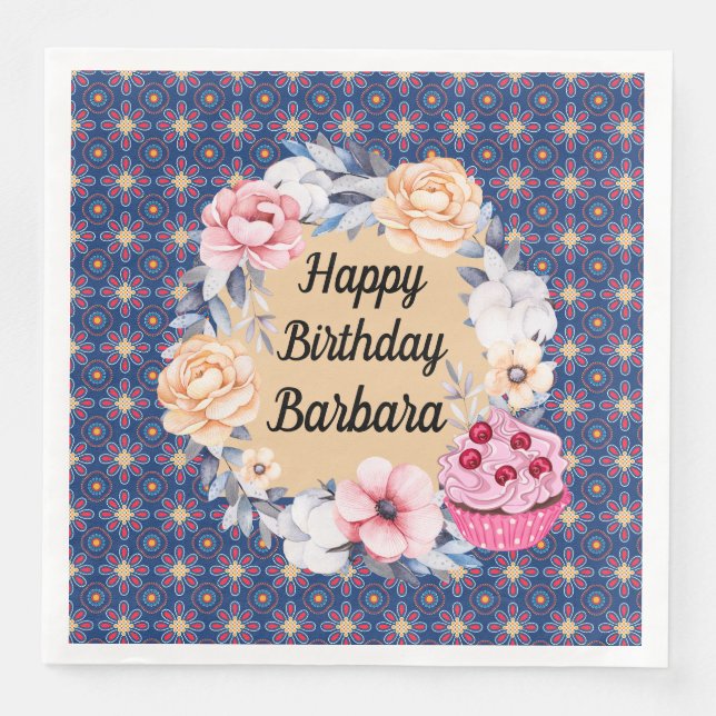 Servilleta De Papel De Cena Personalizar Feliz Cumpleaños (Anverso)