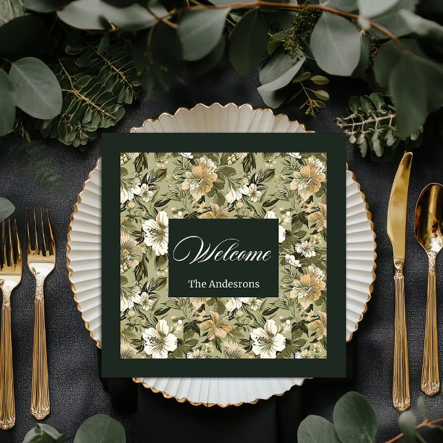 Servilleta De Papel De Cena Personalized Botanical Napkins Lux Gold Accent (Personalized Botanical Napkins Lux Gold Accent)