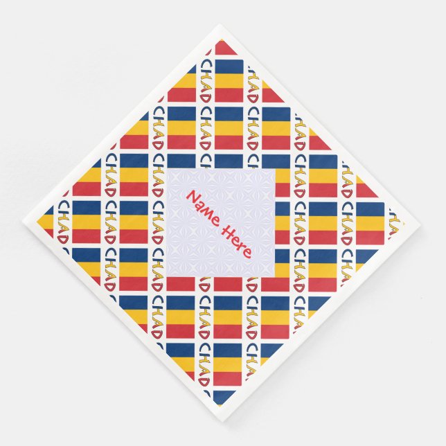 Servilleta De Papel De Cena Personalized Red Name Chad Flag Tiled (Esquina)