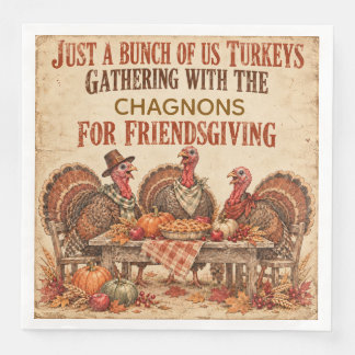 Servilleta De Papel De Cena Personalized Vintage Turkey Friendsgiving Dinner N