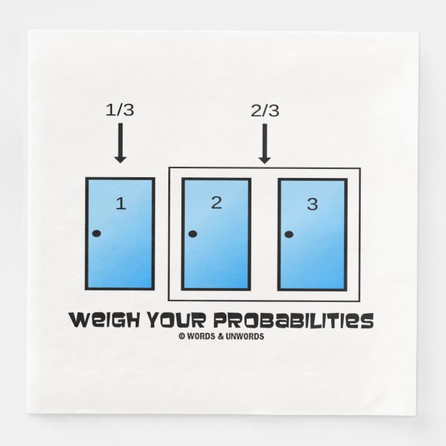 Servilleta De Papel De Cena Pesar tus probabilidades tres puertas cerradas (Anverso)