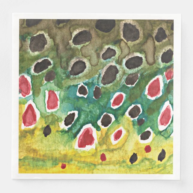 Servilleta De Papel De Cena Pesca de trucha marrón, ictiología (Anverso)