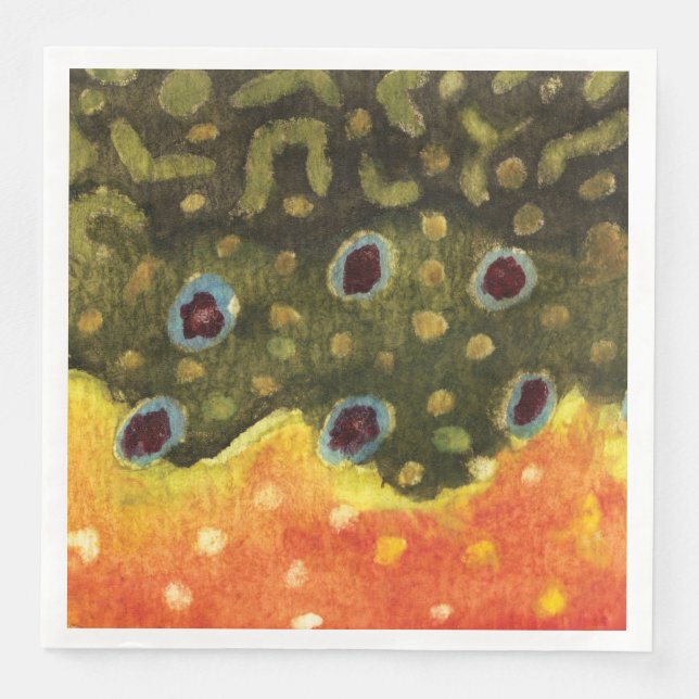 Servilleta De Papel De Cena Pesca de trucha rota, ictiología (Anverso)