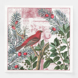 Servilleta De Papel De Cena Pine Finch en Branch