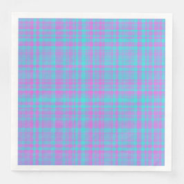 Servilleta De Papel De Cena Pink Blue Purple Plaid Pattern