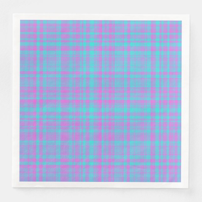 Servilleta De Papel De Cena Pink Blue Purple Plaid Pattern (Anverso)