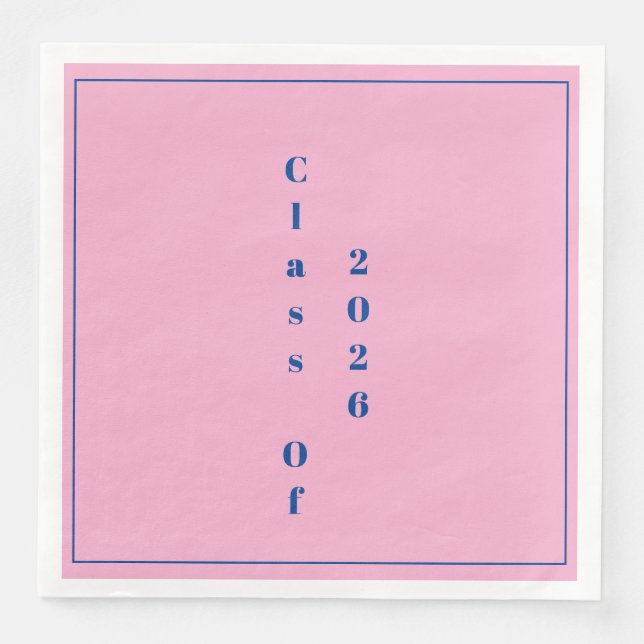 Servilleta De Papel De Cena  Pink Graduation Party Graduate Class Of 2026 (Anverso)