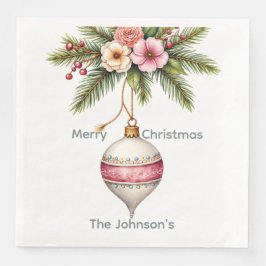 Servilleta De Papel De Cena Pink Ornament Christmas Photo