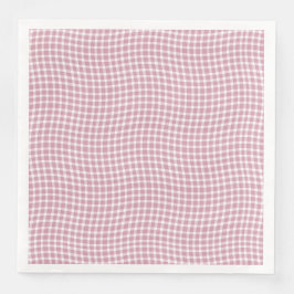 Servilleta De Papel De Cena Pink White Plaid Checker Seamless Pattern