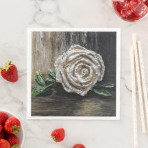 Pintura acrílica de rosa blanca