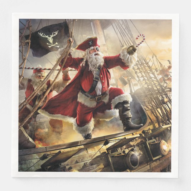 Servilleta De Papel De Cena Pirata Santa (Anverso)
