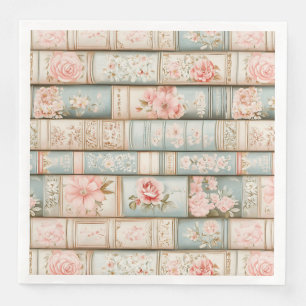 Servilleta De Papel De Cena Pistas de libros de tonos pastel