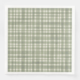Servilleta De Papel De Cena Placa Fiesta de Gingham Green Plaid