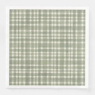 Servilleta De Papel De Cena Placa Fiesta de Gingham Green Plaid