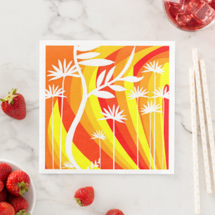 Servilleta De Papel De Cena Planta naranja y blanca