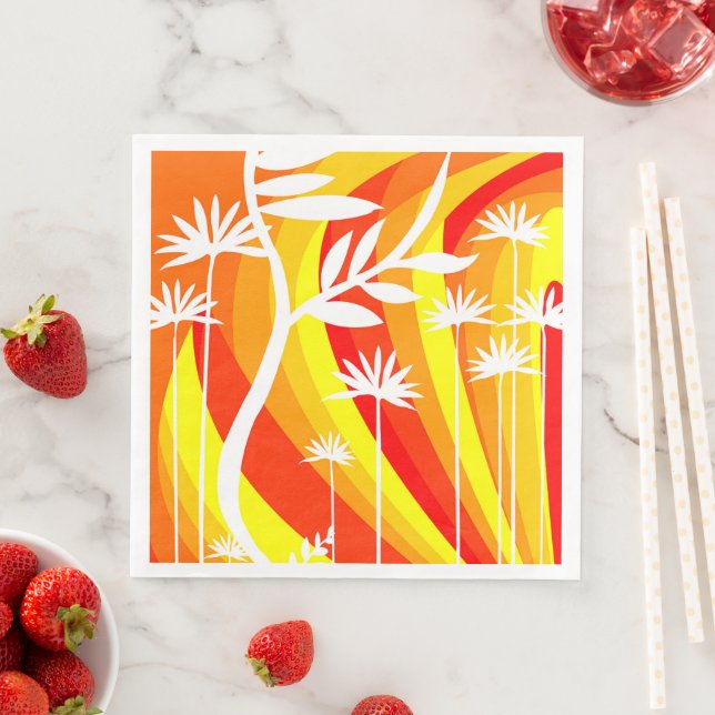 Servilleta De Papel De Cena Planta naranja y blanca (In situ)