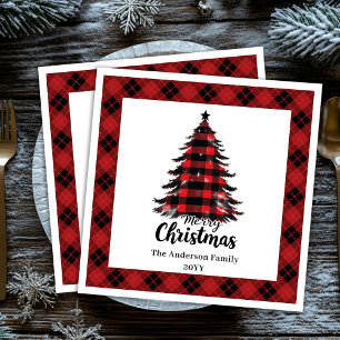 Servilleta De Papel De Cena Plantilla de servilleta de árbol de Navidad con es